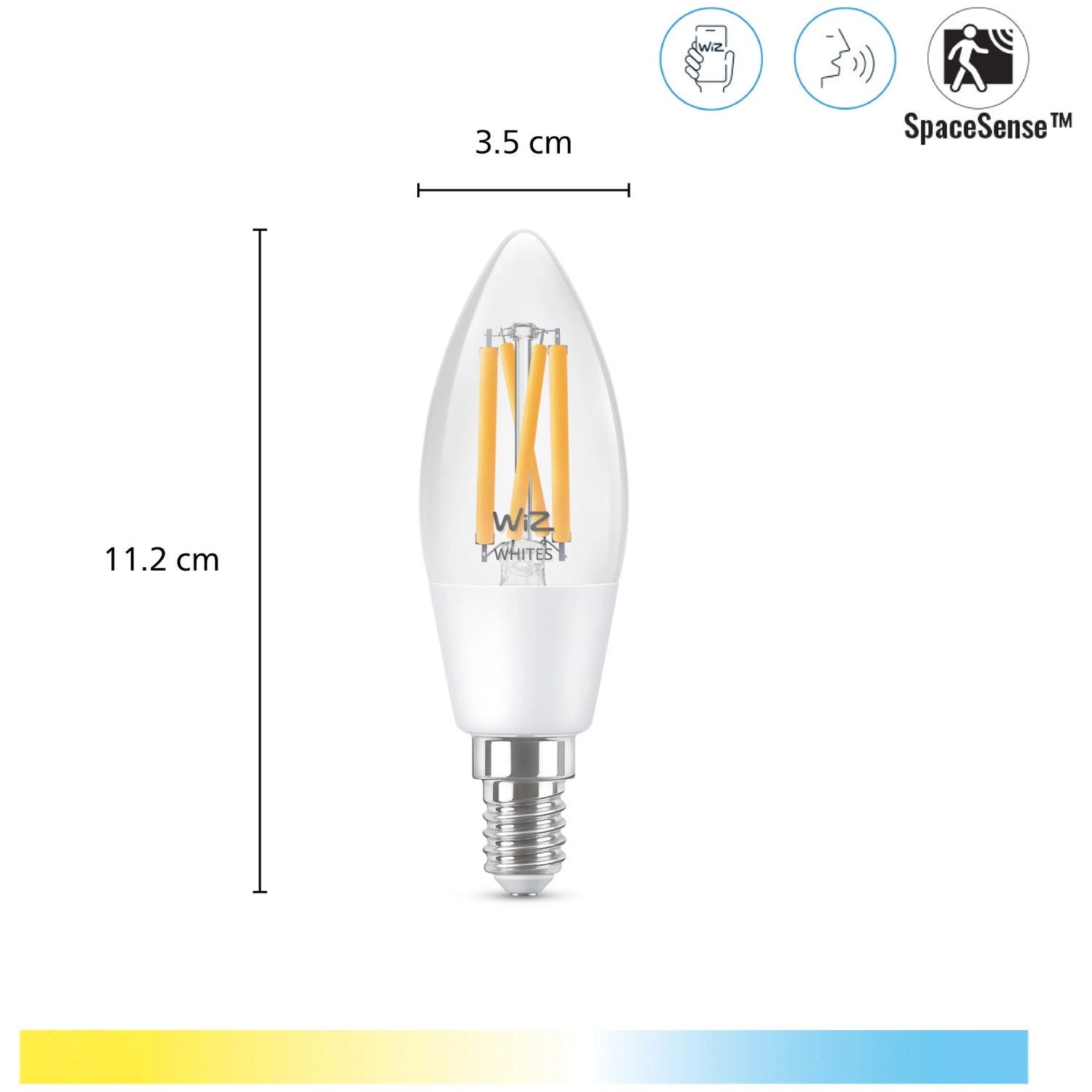 WiFi Smart LED E14 Kron 40W 470lm Filament Varm-kallvit