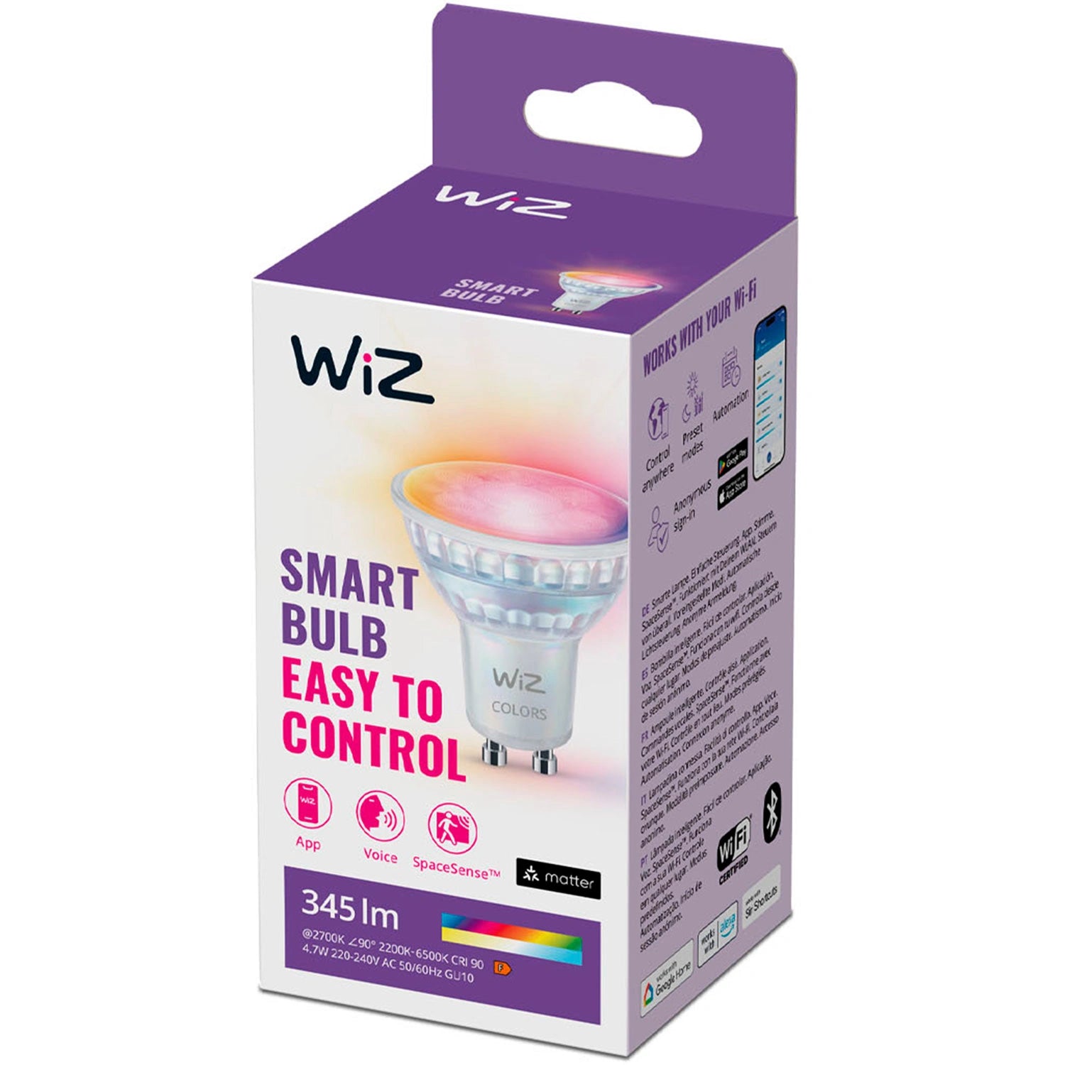 WiFi Smart LED GU10 50W 345lm Färg + Varm-kallvit 1-pack