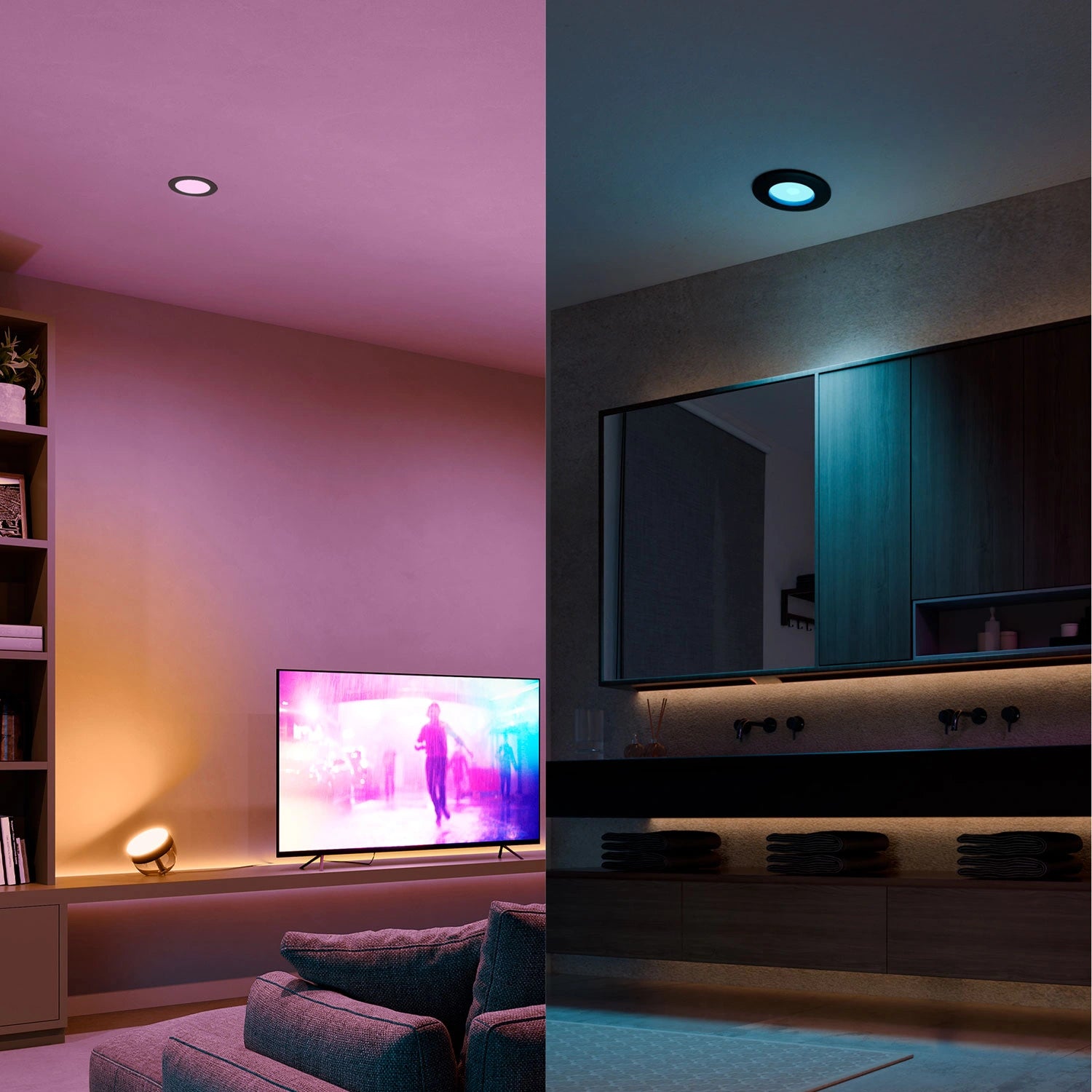 Slim Downlight S 90mm White and Color Ambiance Svart 1-pack