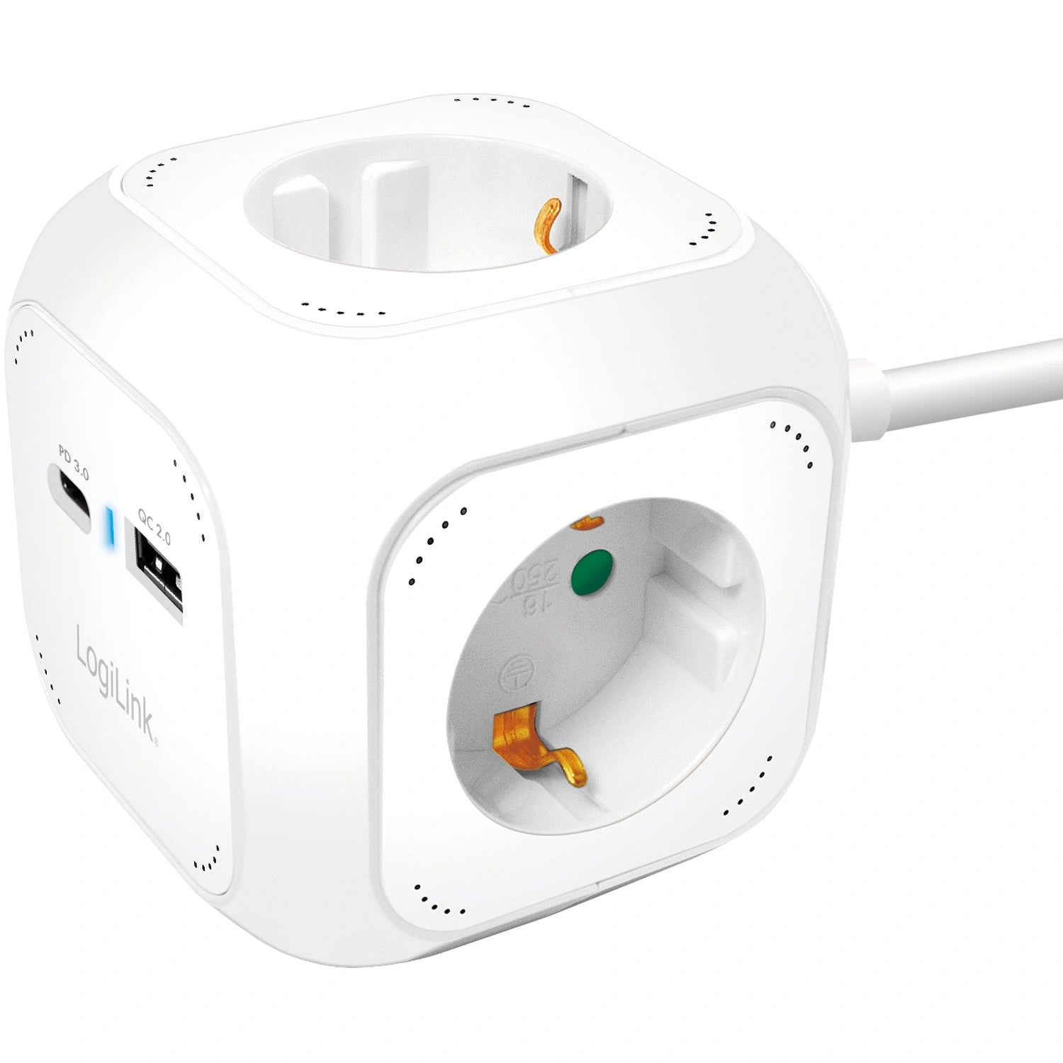 Power Cube Multi-grenuttag + USB-A/USB-C PD 20W