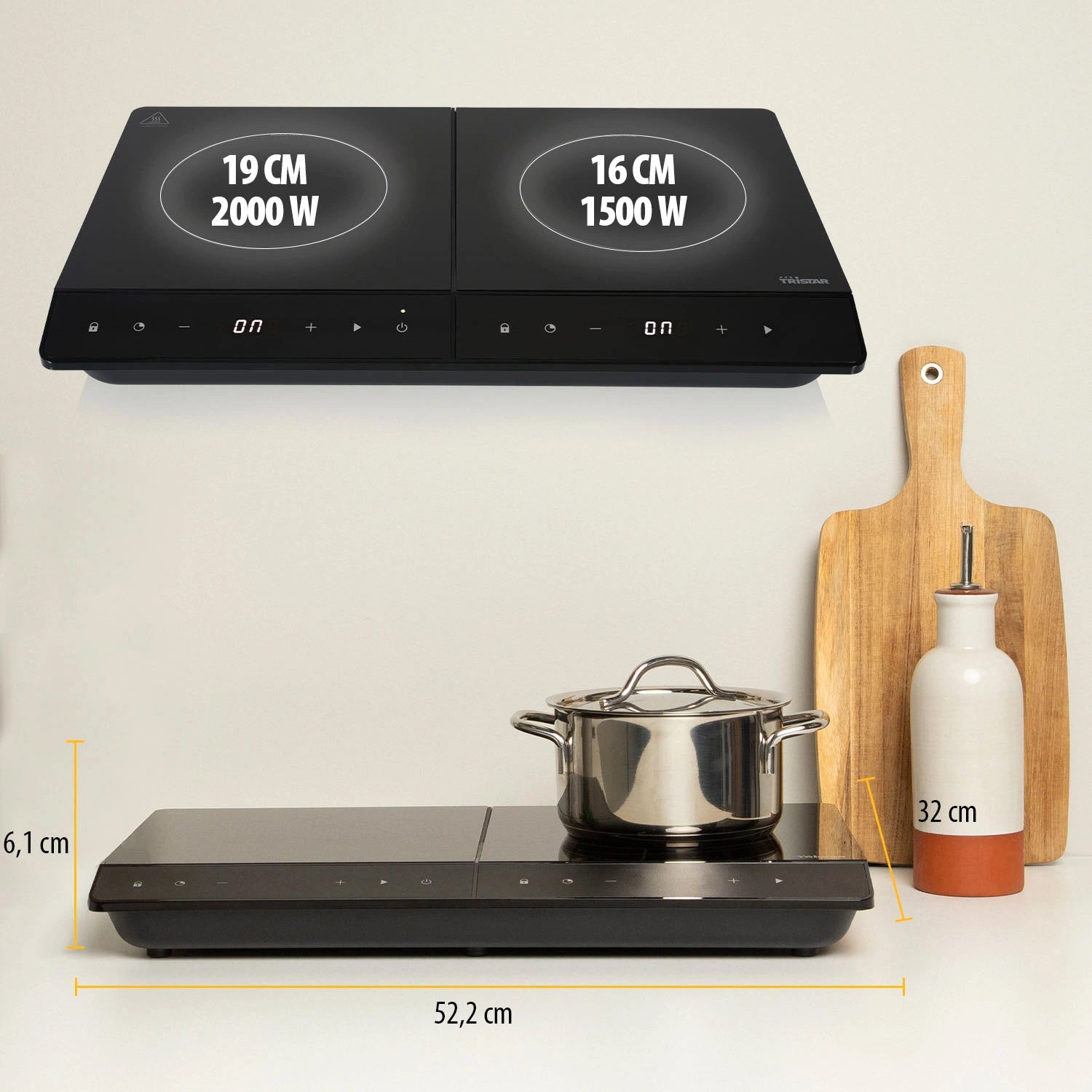 Induktionsplatta Dubbel IK-6162 19&16cm LCD Touch