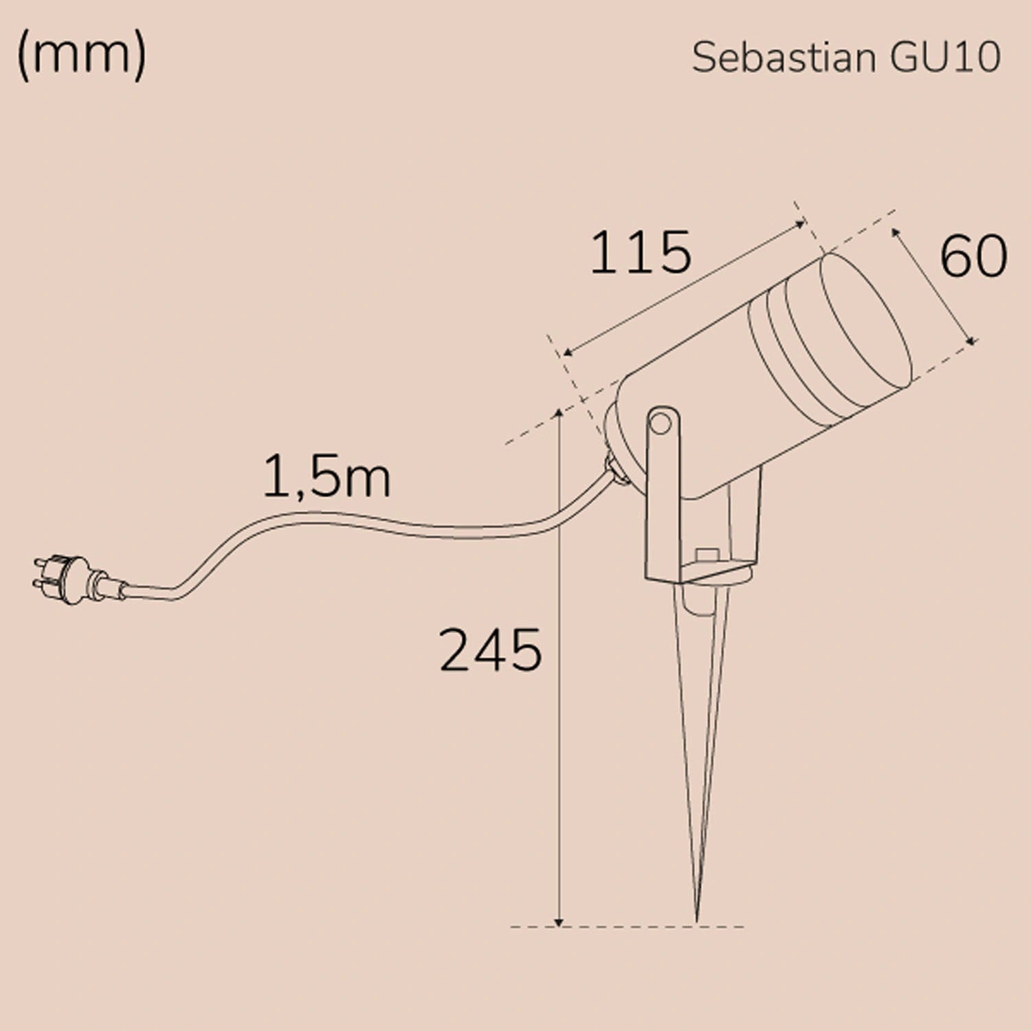 Sebastian Ground spotlight GU10 Max. 35W 230V IP65 Anthracite