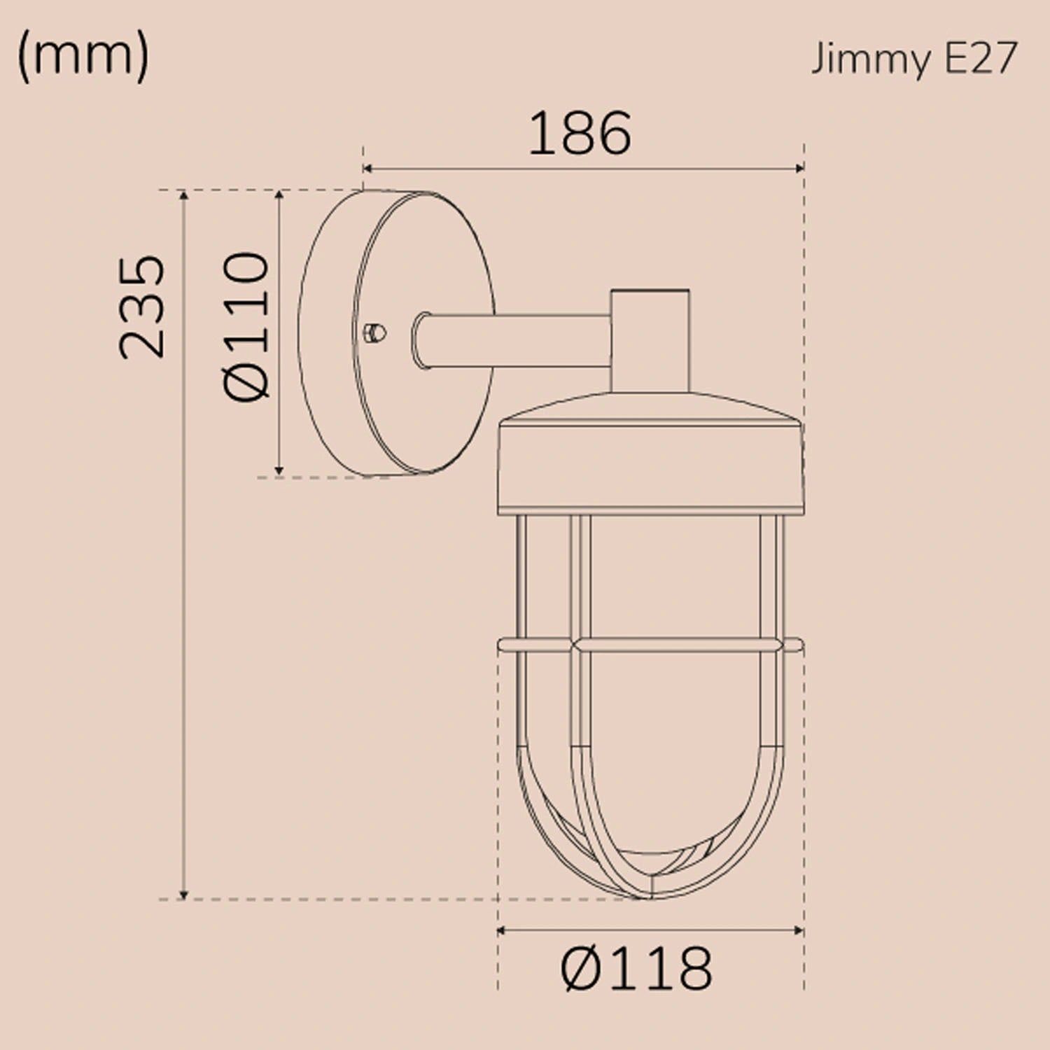Jimmy Väggarmatur E27-sockel IP44 Corten