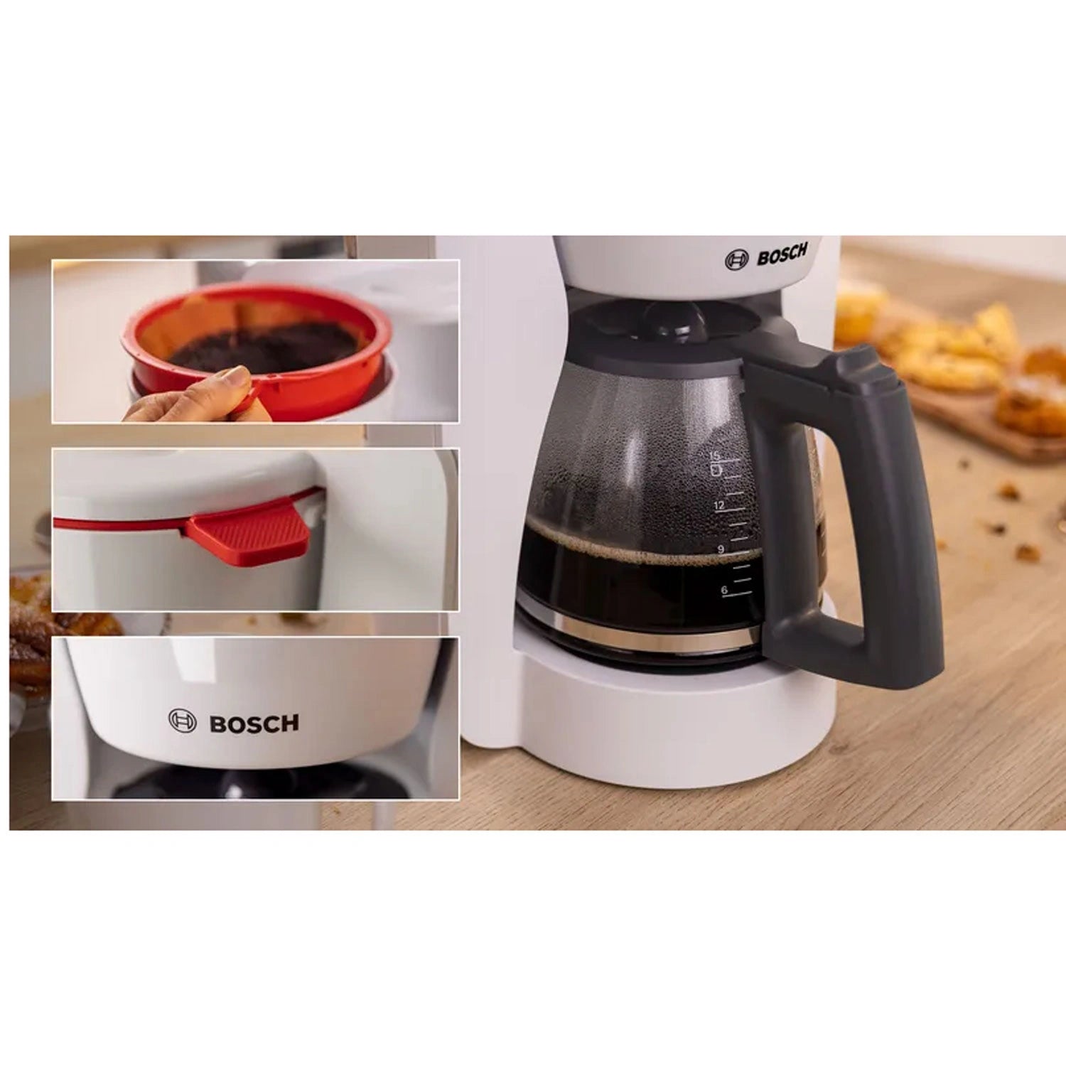 Kaffebryggare TKA2M111 Vit  1200Watt Avtagbar tank