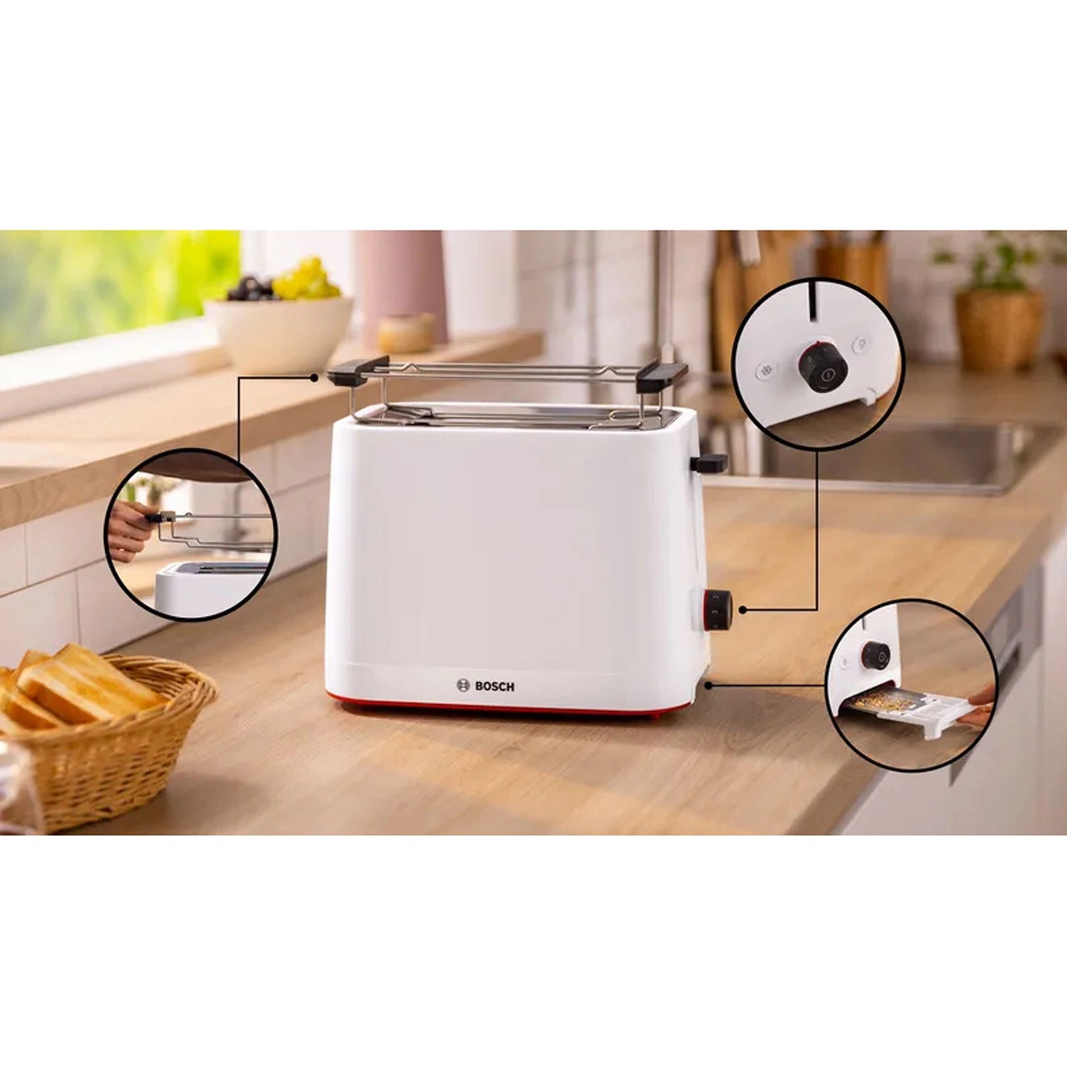 Brödrost TAT3M121 Vit 950W Bagels Funktion.