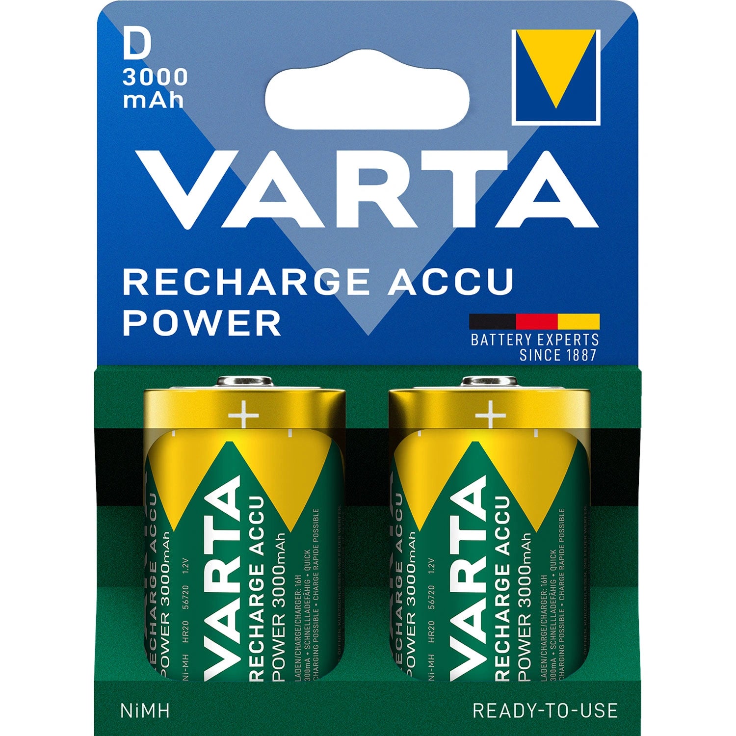 Laddningsbart batteri D / LR20 3000 mAh 2-pack