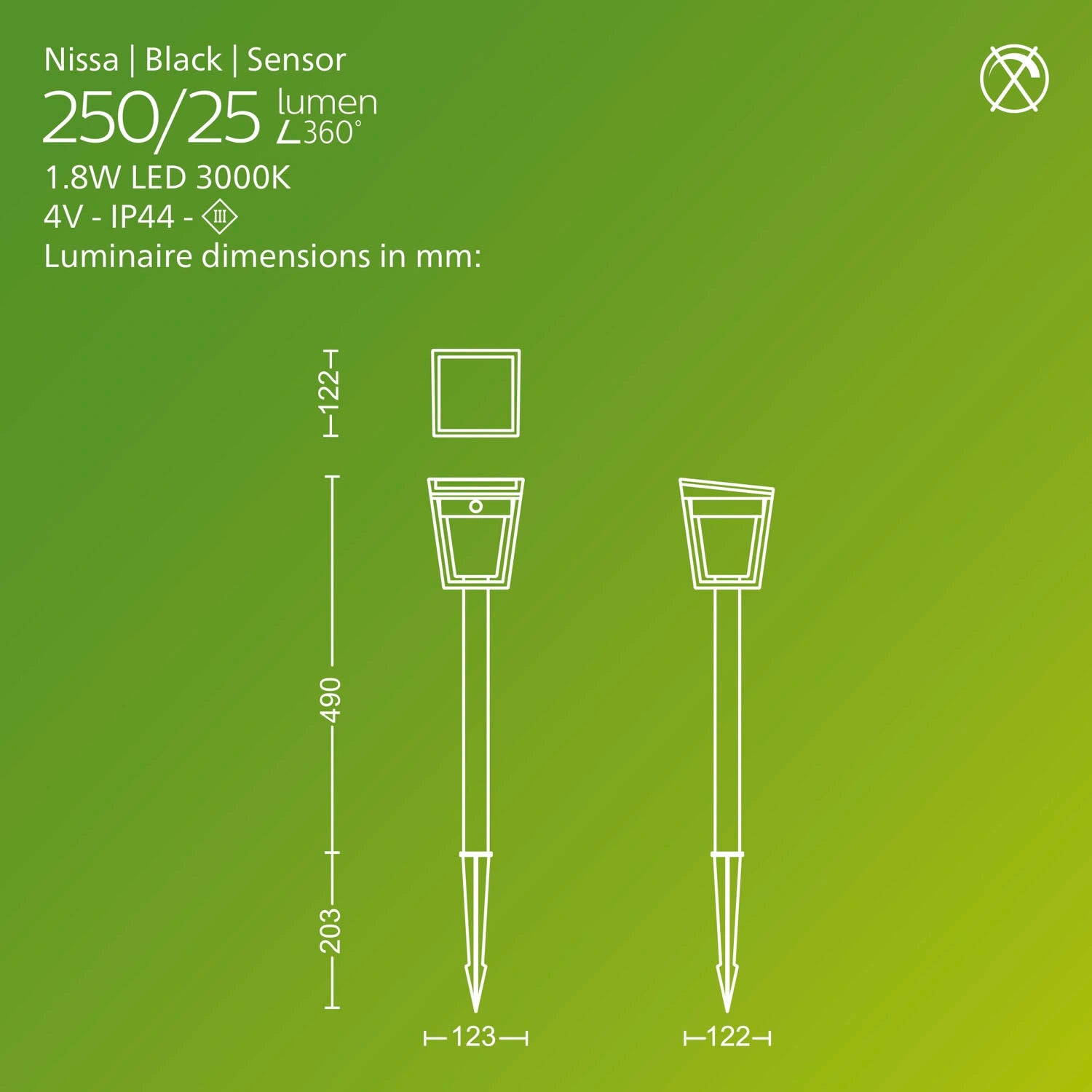 Nissa Piedestal Solcell LED 250/20lm Svart