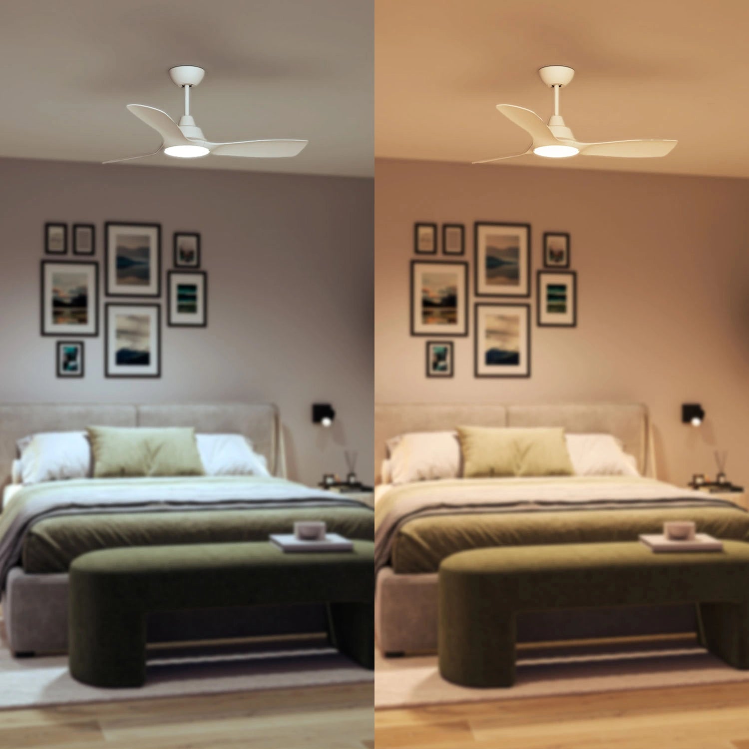 Takfläktslampa Ø135 cm 35W / 24W Justerbart vitt ljus