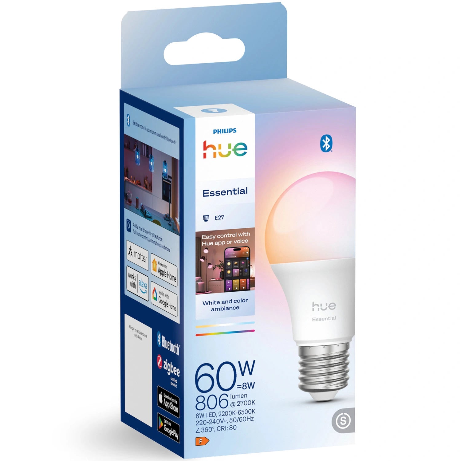 Essential White and color ambiance E27 60W 806lm 1-pack