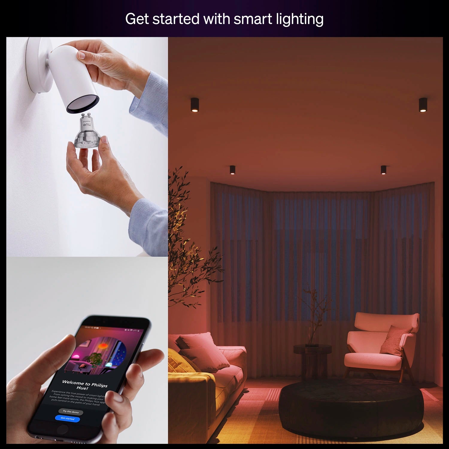Essential White and color ambiance GU10 50W 345lm 3-pack