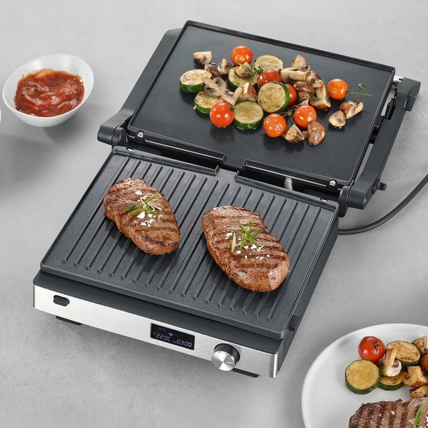Kontaktgrill Multi 3in1 29X23cm XL Panini,Belgiska,Burgare KG 2380
