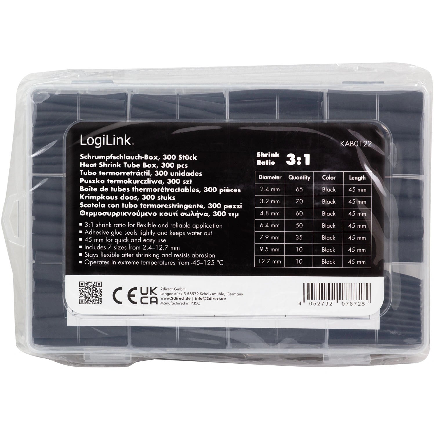 Krympslangar 300-pack 45mm långa Svart