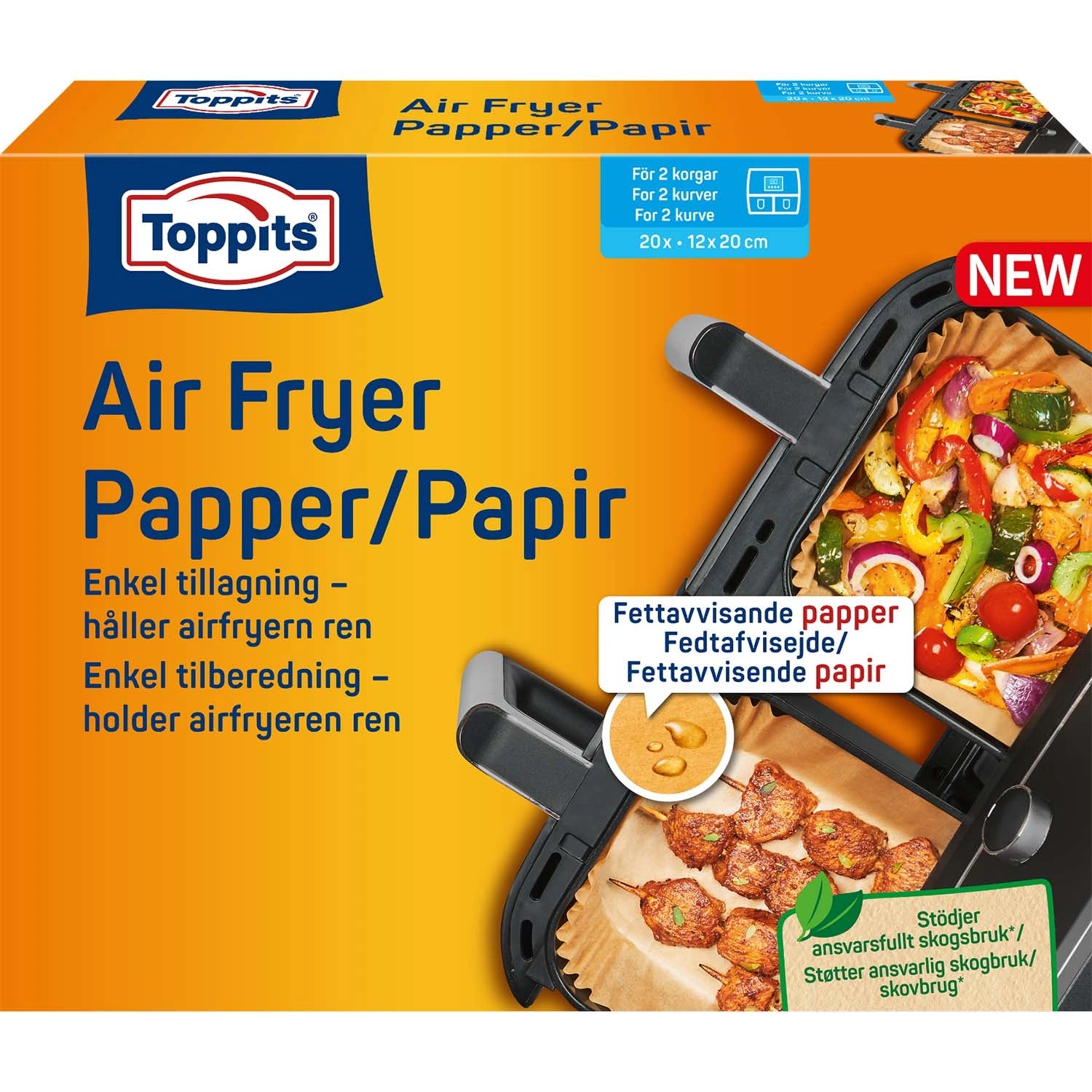 Airfryer filterpapper 12cm x 20cm, För dubbla korgar "OBS 7st DFP"