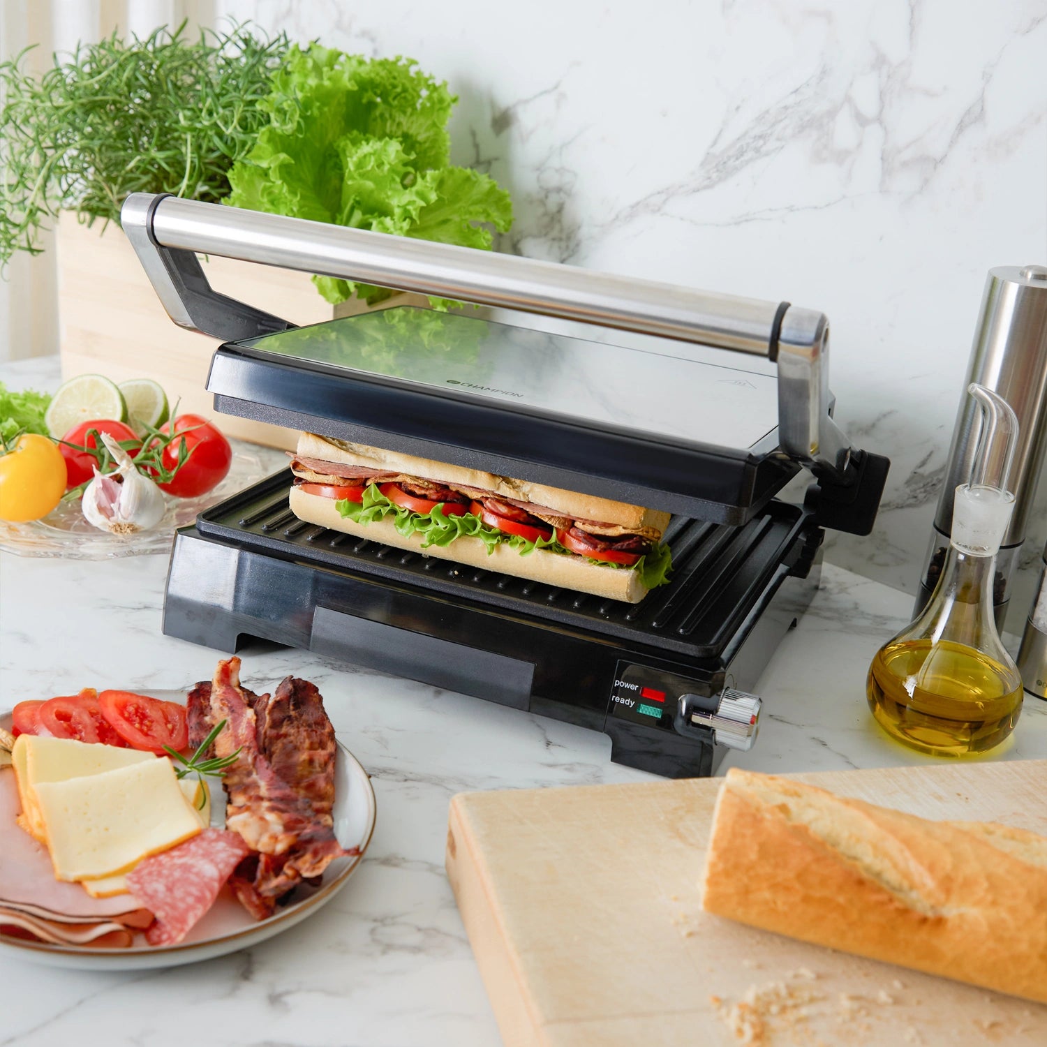 Paninigrill Pro Health 2in1 med Bordsgrill 2000W PG600 Rostfri