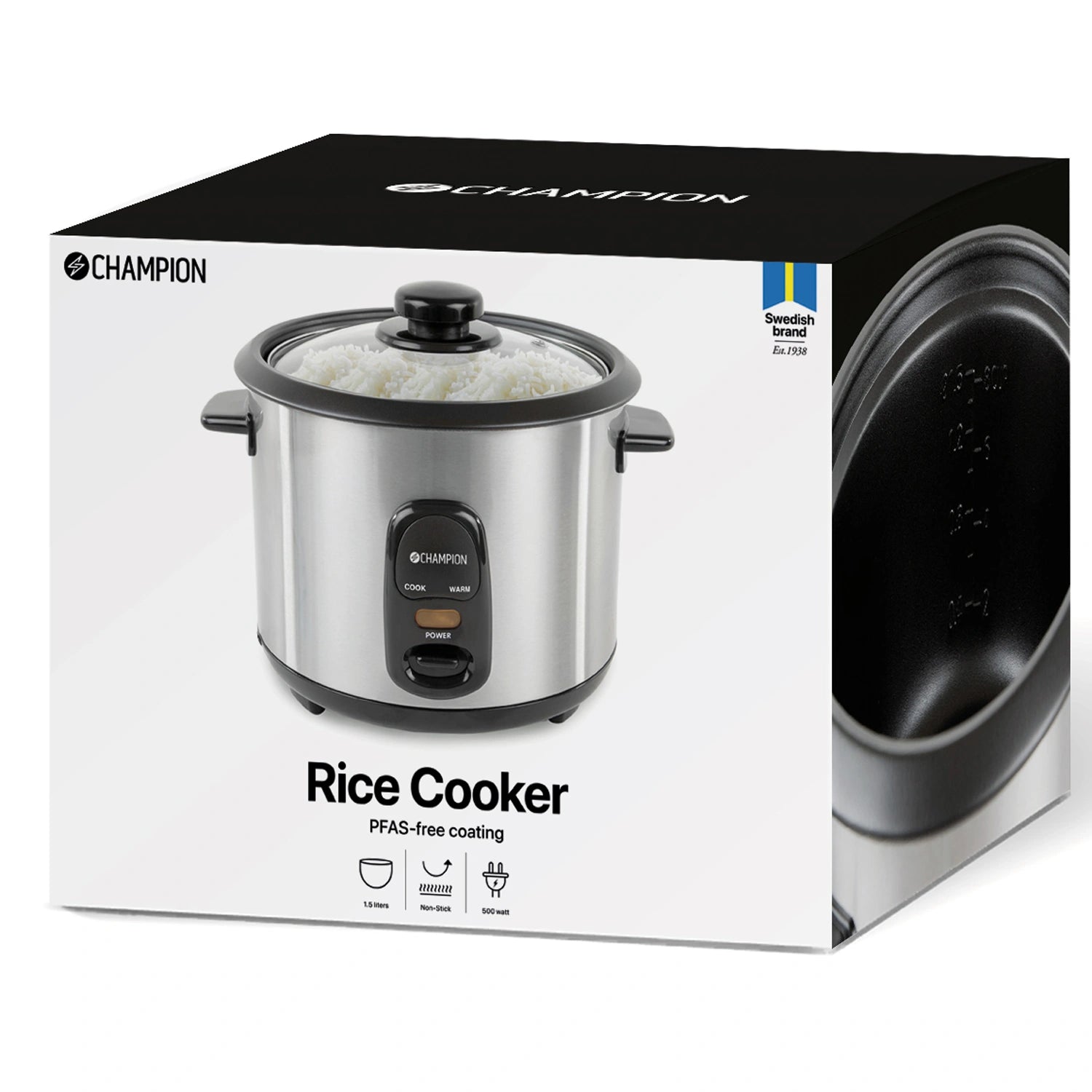 Riskokare Ceramic 1,5L 500W RK500 Rostfri