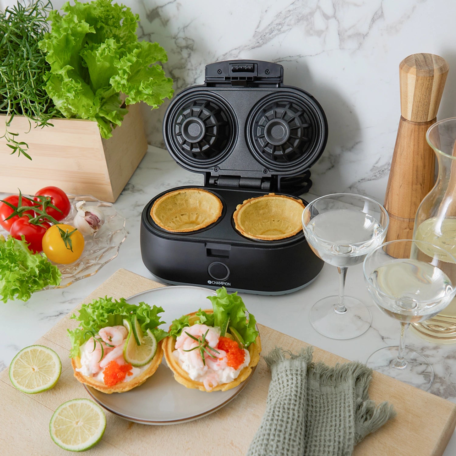 Våffelskålsjärn Health Dubbelt 1000W VS400 Svart