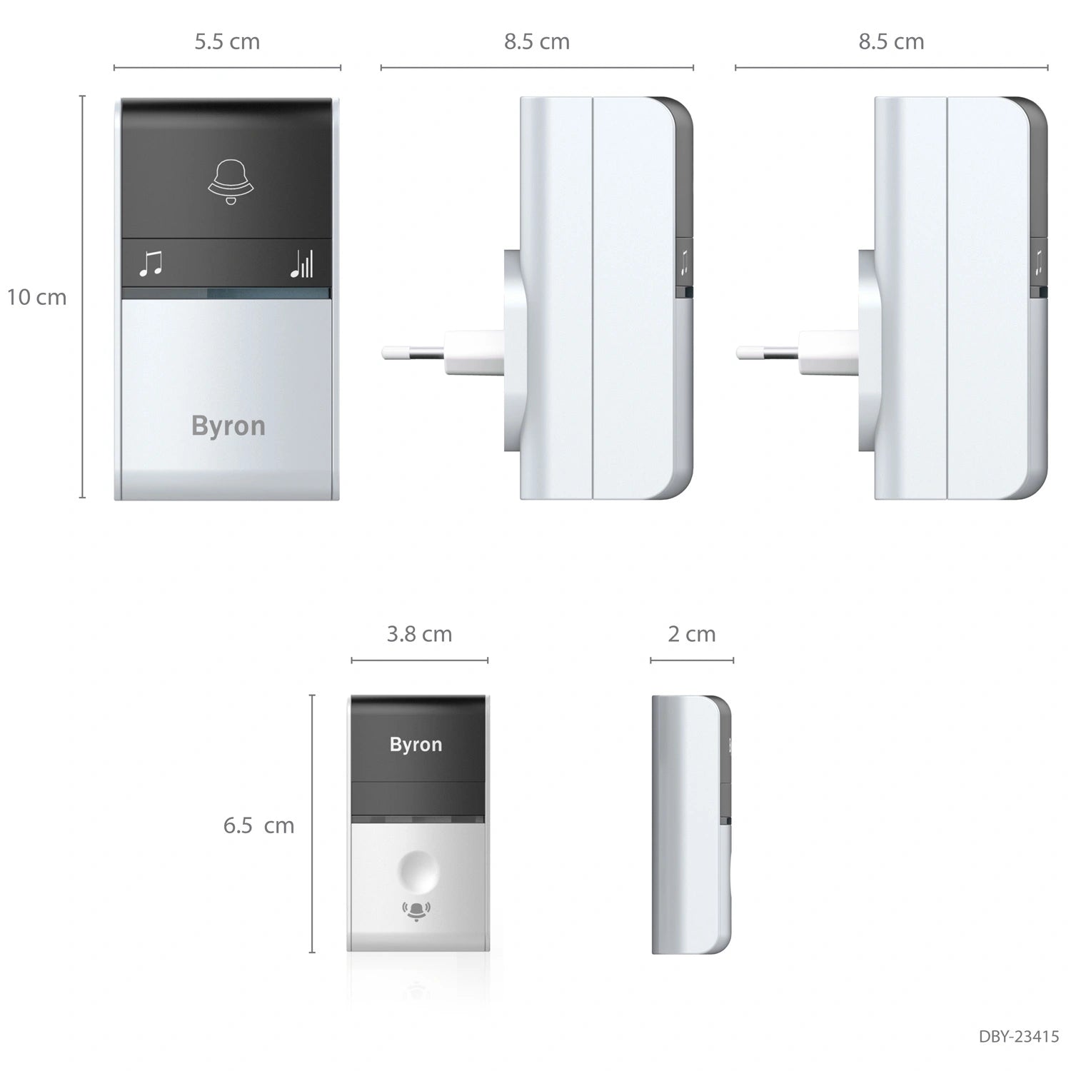 Trådlös dörrklocka Kinetic/x2 Plug-in B415 Svart/Vit