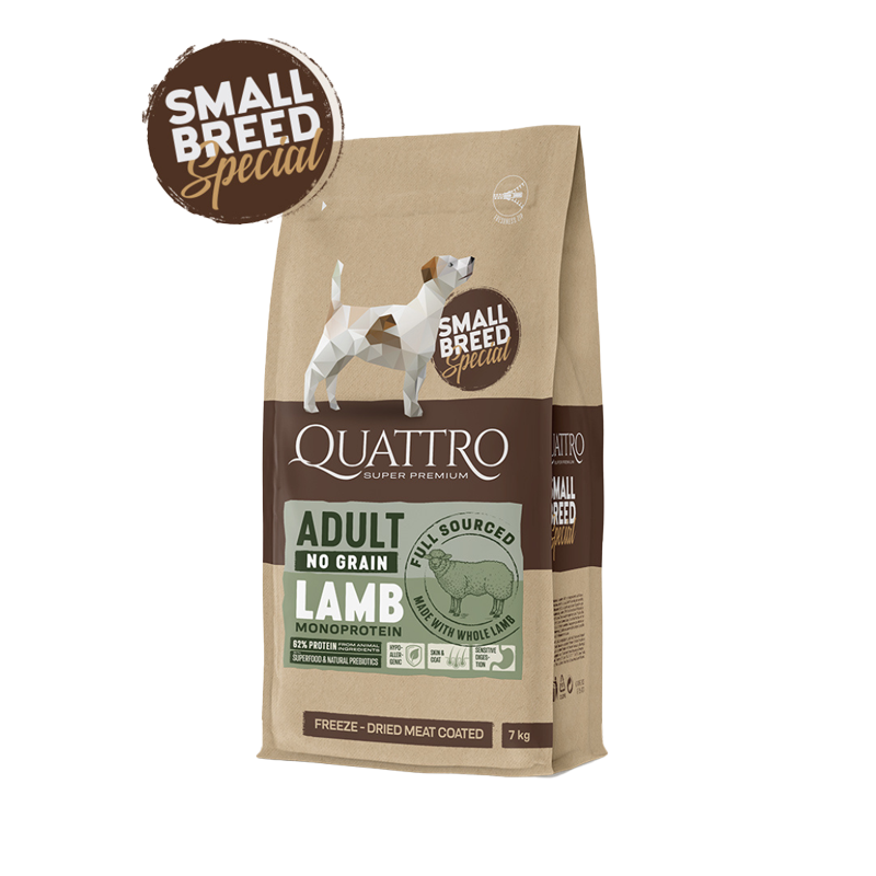 Quattro No Grain Small Breed Adult Lamb 7kg MONOPROTEIN
