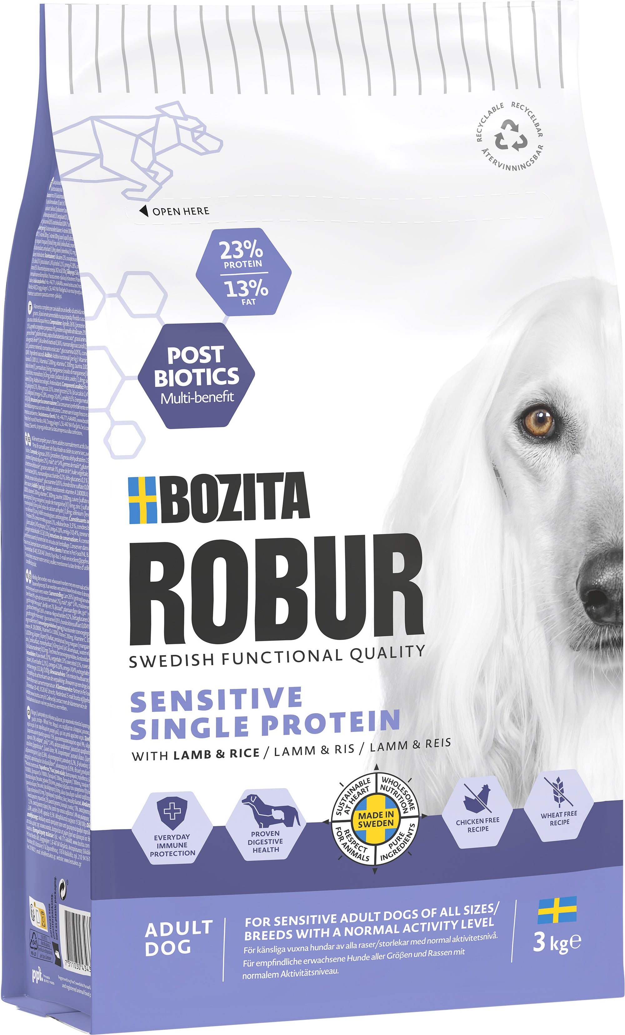 Bozita Robur Adult Sensitive Single Protein Lamb Hundfoder 3kg